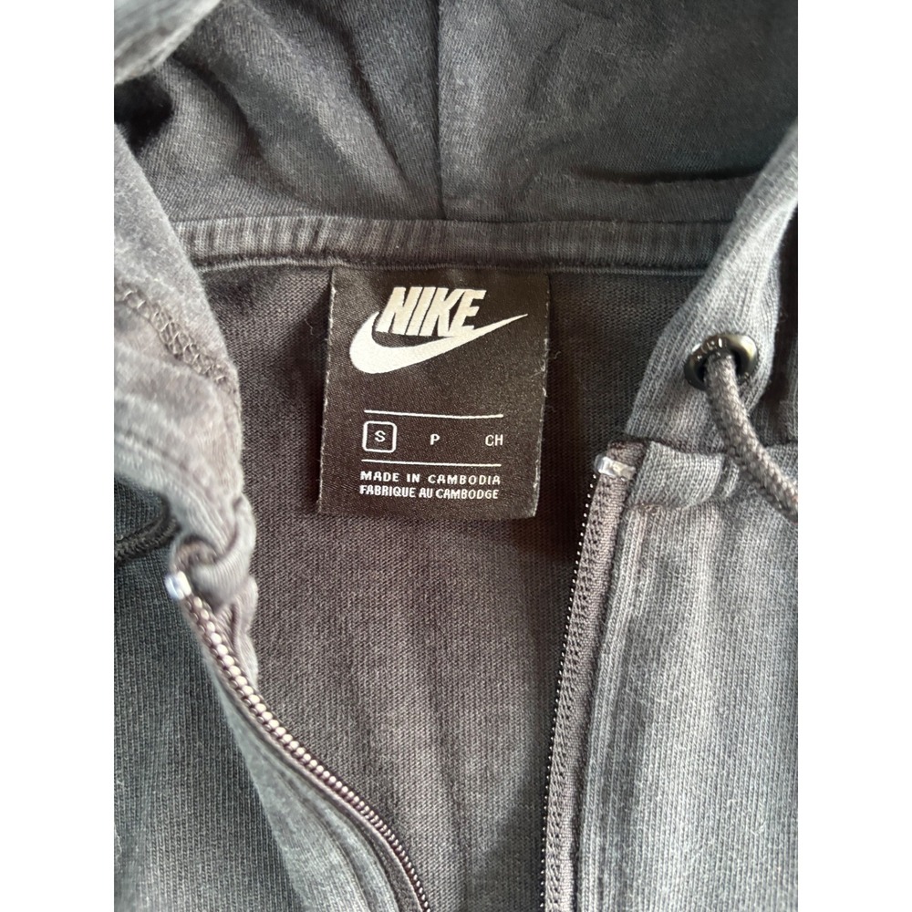 Nike Sportswear Full Zip Hoodie Womens Small Black Cropped Cotton - Picture 2 of 9